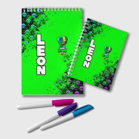 Блокнот с принтом Brawl Stars LEON в Ухте, 100% бумага | 48 листов, плотность листов — 60 г/м2, плотность картонной обложки — 250 г/м2. Листы скреплены удобной пружинной спиралью. Цвет линий — светло-серый
 | brawl | brawl stars | crow | leon | stars | бравл | бравл старс | браво старс | игра | компьютерная | кров | леон | онлайн | старс