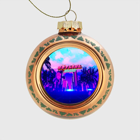 Стеклянный ёлочный шар с принтом HOTLINE MIAMI в Ухте, Стекло | Диаметр: 80 мм | abstraction games | dennaton games | devolver digital | game | hotline miami | hotline miami 2: wrong number | retrowave | synthwave | мотель | мотель майами