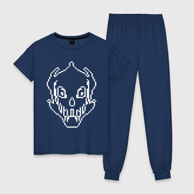 Женская пижама хлопок с принтом UNDERTALE в Ухте, 100% хлопок | брюки и футболка прямого кроя, без карманов, на брюках мягкая резинка на поясе и по низу штанин | asriel dreemurr | chara | frisk | gaster blaster | sans | undertale | азриэль дримурр | андертейл | андрайн | гастер | меттатон | санс | фриск | чара