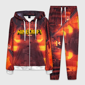 Мужской костюм 3D с принтом MINECRAFT в Ухте, 100% полиэстер | Манжеты и пояс оформлены тканевой резинкой, двухслойный капюшон со шнурком для регулировки, карманы спереди | craft | creeper | dungeon | dungeons | earth | game | logo | mine | minecraft | mobile | online | дунгеонс | земля | зомби | игра | крипер | лого | майкрафт | майнкрафт | мобайл | онлайн | подземелье | подземелья