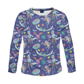 Женский лонгслив 3D с принтом Рик и Морти и пришелец в Ухте, 100% полиэстер | длинные рукава, круглый вырез горловины, полуприлегающий силуэт | dsgnzaets | rick and morty | rick sanchez | vdzajul | миссикс | морти | плюмбус | пришелец | рик | рик и морти