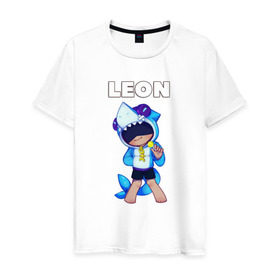Мужская футболка хлопок с принтом Brawl Stars LEON в Ухте, 100% хлопок | прямой крой, круглый вырез горловины, длина до линии бедер, слегка спущенное плечо. | brawl | brawl stars | crow | leon | stars | бравл | бравл старс | браво старс | игра | компьютерная | кров | леон | онлайн | старс