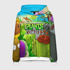 Мужская толстовка 3D с принтом PLANTS VS ZOMBIES в Ухте, 100% полиэстер | двухслойный капюшон со шнурком для регулировки, мягкие манжеты на рукавах и по низу толстовки, спереди карман-кенгуру с мягким внутренним слоем. | battle | plants | plants vs zombies | pvsz | vs | zombies | растения против зомби