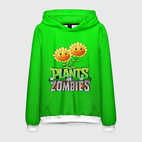 Мужская толстовка 3D с принтом PLANTS VS ZOMBIES в Ухте, 100% полиэстер | двухслойный капюшон со шнурком для регулировки, мягкие манжеты на рукавах и по низу толстовки, спереди карман-кенгуру с мягким внутренним слоем. | battle | plants | plants vs zombies | pvsz | vs | zombies | растения против зомби