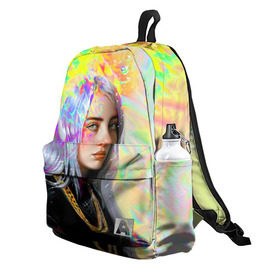 Рюкзак 3D с принтом BILLIE EILISH в Ухте, 100% полиэстер | лямки с регулируемой длиной, сверху петелька, чтобы рюкзак можно было повесить на вешалку. Основное отделение закрывается на молнию, как и внешний карман. Внутри два дополнительных кармана, один из которых закрывается на молнию. По бокам два дополнительных кармашка | bad guy | billie | eilish | ocean eyes | айлиш | билли | девушка | певица | эйлиш