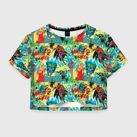 Женская футболка Crop-top 3D с принтом Batman and Joker в Ухте, 100% полиэстер | круглая горловина, длина футболки до линии талии, рукава с отворотами | batman | dc | dc джокер | detective comics | harley | joker | shtatbat | the joker | бетмен | джокер | злодей | харли
