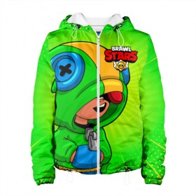 Женская куртка 3D с принтом BRAWL STARS LEON в Ухте, ткань верха — 100% полиэстер, подклад — флис | прямой крой, подол и капюшон оформлены резинкой с фиксаторами, два кармана без застежек по бокам, один большой потайной карман на груди. Карман на груди застегивается на липучку | brawl stars | leon | бравл старз