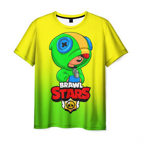 Мужская футболка 3D с принтом BRAWL STARS LEON в Ухте, 100% полиэфир | прямой крой, круглый вырез горловины, длина до линии бедер | brawl stars | leon | бравл старз