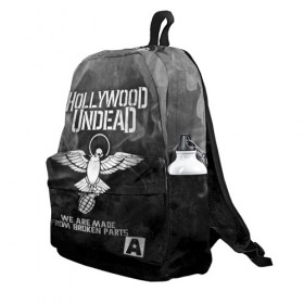 Рюкзак 3D с принтом Hollywood Undead в Ухте, 100% полиэстер | лямки с регулируемой длиной, сверху петелька, чтобы рюкзак можно было повесить на вешалку. Основное отделение закрывается на молнию, как и внешний карман. Внутри два дополнительных кармана, один из которых закрывается на молнию. По бокам два дополнительных кармашка | charlie scene | danny | funny man | hollywood undead | hu | j dog | johnny 3 tears | голливудская нежить | голубь | голубь с гранатой | граната | ню метал | рэп метал | рэп рок