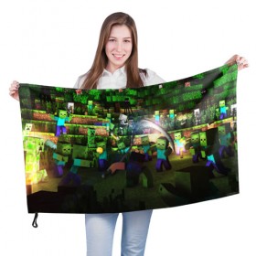 Флаг 3D с принтом MINECRAFT Creeper в Ухте, 100% полиэстер | плотность ткани — 95 г/м2, размер — 67 х 109 см. Принт наносится с одной стороны | craft | creeper | dungeon | dungeons | earth | game | logo | mine | minecraft | mobile | online | дунгеонс | земля | зомби | игра | крипер | лого | майкрафт | майнкрафт | мобайл | онлайн | подземелье | подземелья