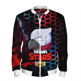 Мужской бомбер 3D с принтом BRAWL STARS CROW в Ухте, 100% полиэстер | застегивается на молнию, по бокам два кармана без застежек, по низу бомбера и на воротнике - эластичная резинка | android | brawl stars | crow | games | leon | mobile game | stars | ворон | игры | леон | мобильные игры