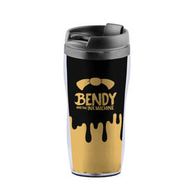 Термокружка-непроливайка с принтом Bendy And The Ink Machine в Ухте, внутренняя часть — пищевой пластик, наружная часть — прозрачный пластик, между ними — полиграфическая вставка с рисунком | объем — 350 мл, герметичная крышка | Тематика изображения на принте: bendy | bendy and the ink machine | бенди | бени | бенни | детская | детям | игра | капли | компьютерная игра | краска | машина | подтеки | розовая | ужастик