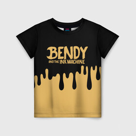 Детская футболка 3D с принтом Bendy And The Ink Machine в Ухте, 100% гипоаллергенный полиэфир | прямой крой, круглый вырез горловины, длина до линии бедер, чуть спущенное плечо, ткань немного тянется | bendy | bendy and the ink machine | бенди | бени | бенни | детская | детям | игра | капли | компьютерная игра | краска | машина | подтеки | розовая | ужастик