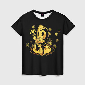 Женская футболка 3D с принтом Bendy And The Ink Machine в Ухте, 100% полиэфир ( синтетическое хлопкоподобное полотно) | прямой крой, круглый вырез горловины, длина до линии бедер | bendy | bendy and the ink machine | бенди | бени | бенни | детская | детям | игра | капли | компьютерная игра | краска | машина | новый год | подтеки | розовая | снежинки | ужастик