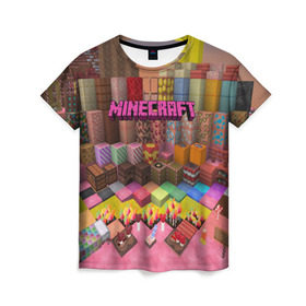 Женская футболка 3D с принтом MINECRAFT GAME в Ухте, 100% полиэфир ( синтетическое хлопкоподобное полотно) | прямой крой, круглый вырез горловины, длина до линии бедер | craft | creeper | dungeon | dungeons | earth | game | logo | mine | minecraft | mobile | online | дунгеонс | земля | зомби | игра | крипер | лого | майкрафт | майнкрафт | мобайл | онлайн | подземелье | подземелья