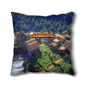 Подушка 3D с принтом Minecraft Dungeons в Ухте, наволочка – 100% полиэстер, наполнитель – холлофайбер (легкий наполнитель, не вызывает аллергию). | состоит из подушки и наволочки. Наволочка на молнии, легко снимается для стирки | 