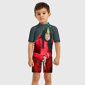 Детский купальный костюм 3D с принтом Билли Айлиш в Ухте, Полиэстер 85%, Спандекс 15% | застежка на молнии на спине | bilie | billie | eilish | lovely | music | oceaneyes | pop | айлиш | алиш | били | билли | девушка | инди | музыка | океан | пафосная | поп | эйлиш | элиш