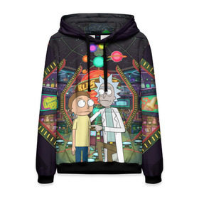 Мужская толстовка 3D с принтом Rick and Morty in Blips в Ухте, 100% полиэстер | двухслойный капюшон со шнурком для регулировки, мягкие манжеты на рукавах и по низу толстовки, спереди карман-кенгуру с мягким внутренним слоем. | blips | dsgngerzen | vdgerir | рик и морти | рик санчес