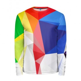 Мужской лонгслив 3D с принтом BACKGROUND COLOR в Ухте, 100% полиэстер | длинные рукава, круглый вырез горловины, полуприлегающий силуэт | abstract | abstraction | color | geometry | paitnt | polygon | polygonal | psy | абстракция | геометрия | краски | неоновые | полигоны | психоделика