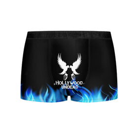 Мужские трусы 3D с принтом HOLLYWOOD UNDEAD в Ухте, 50% хлопок, 50% полиэстер | классическая посадка, на поясе мягкая тканевая резинка | Тематика изображения на принте: charlie scene | danny | funny man | hollywood undead | j dog | johnny 3 tears | logo | music | rock | альтернатива | металл | музыка | музыкальный | рок