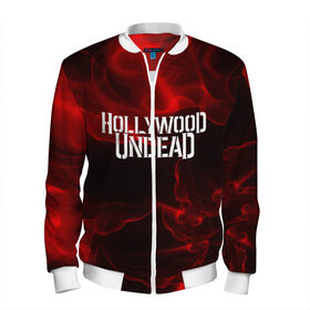 Мужской бомбер 3D с принтом HOLLYWOOD UNDEAD в Ухте, 100% полиэстер | застегивается на молнию, по бокам два кармана без застежек, по низу бомбера и на воротнике - эластичная резинка | charlie scene | danny | funny man | hollywood undead | j dog | johnny 3 tears | logo | music | rock | альтернатива | металл | музыка | музыкальный | рок