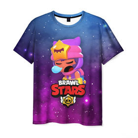 Мужская футболка 3D с принтом SANDY SPACE (Brawl Stars) в Ухте, 100% полиэфир | прямой крой, круглый вырез горловины, длина до линии бедер | brawl | bull | colt | crow | game | games | leon | online | penny | poco | sandy | shelly | spike | star | stars | wanted | брав | бравл | браво | звезда | звезды | игра | игры | лого | онлайн | сенди | старс | сэнди