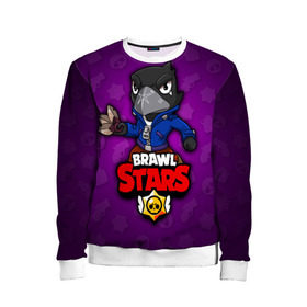 Детский свитшот 3D с принтом BRAWL STARS CROW в Ухте, 100% полиэстер | свободная посадка, прямой крой, мягкая тканевая резинка на рукавах и понизу свитшота | brawl stars | brawl stars crow | brawler | crow | бравл старз | бравлер | ворон