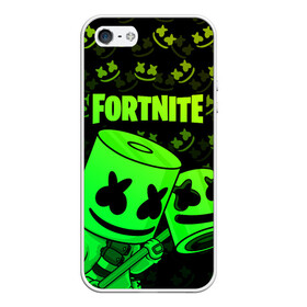 Чехол для iPhone 5/5S матовый с принтом FORTNITE MARSHMELLO в Ухте, Силикон | Область печати: задняя сторона чехла, без боковых панелей | chapter 2 | fortnite | marshmello | диджей | игры | маршмэллоу | молоток | фортнайт