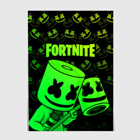 Постер с принтом FORTNITE MARSHMELLO в Ухте, 100% бумага
 | бумага, плотность 150 мг. Матовая, но за счет высокого коэффициента гладкости имеет небольшой блеск и дает на свету блики, но в отличии от глянцевой бумаги не покрыта лаком | chapter 2 | fortnite | marshmello | диджей | игры | маршмэллоу | молоток | фортнайт