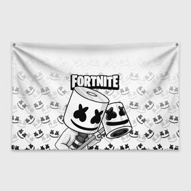 Флаг-баннер с принтом FORTNITE MARSHMELLO в Ухте, 100% полиэстер | размер 67 х 109 см, плотность ткани — 95 г/м2; по краям флага есть четыре люверса для крепления | chapter 2 | fortnite | marshmello | диджей | игры | маршмэллоу | молоток | фортнайт