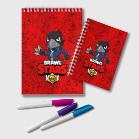 Блокнот с принтом Crow (Brawl Stars) в Ухте, 100% бумага | 48 листов, плотность листов — 60 г/м2, плотность картонной обложки — 250 г/м2. Листы скреплены удобной пружинной спиралью. Цвет линий — светло-серый
 | Тематика изображения на принте: brawl stars | crow | game | leon | бравл | бравл стар | бравл старс | ворон | ворона | детская | детям | игра | компьютерная игра | кров | леон | персонаж | развлечение