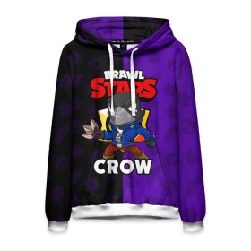 Мужская толстовка 3D с принтом BRAWL STARS CROW в Ухте, 100% полиэстер | двухслойный капюшон со шнурком для регулировки, мягкие манжеты на рукавах и по низу толстовки, спереди карман-кенгуру с мягким внутренним слоем. | brawl stars | brawl stars crow | brawler | crow | бравл старз | бравлер | ворон