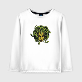 Детский лонгслив хлопок с принтом Медуза Горгона в Ухте, 100% хлопок | круглый вырез горловины, полуприлегающий силуэт, длина до линии бедер | горгона | змеи | медуза горгона | мистика | монстер | существо