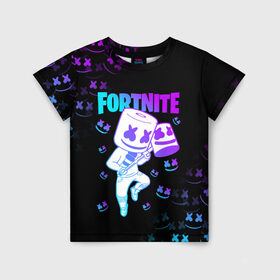 Детская футболка 3D с принтом FORTNITE x MARSHMELLO в Ухте, 100% гипоаллергенный полиэфир | прямой крой, круглый вырез горловины, длина до линии бедер, чуть спущенное плечо, ткань немного тянется | Тематика изображения на принте: fortnite | fortnite 2 | fortnite x | marshmello | ninja | ninja hyper streamer | ninja streamer | streamer | tyler blevins | маршмелло | ниндзя | фортнайт | фортнайт 2 | фортнайт глава 2