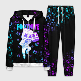 Мужской костюм 3D с принтом FORTNITE x MARSHMELLO в Ухте, 100% полиэстер | Манжеты и пояс оформлены тканевой резинкой, двухслойный капюшон со шнурком для регулировки, карманы спереди | fortnite | fortnite 2 | fortnite x | marshmello | ninja | ninja hyper streamer | ninja streamer | streamer | tyler blevins | маршмелло | ниндзя | фортнайт | фортнайт 2 | фортнайт глава 2