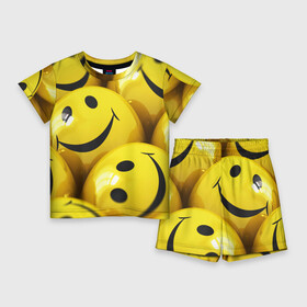 Детский костюм с шортами 3D с принтом YELLOW SMILE в Ухте,  |  | emoji | настроение | позитив | смайлики | смайлы | стикеры | текстура смайл | улыбки | фон смайл | эмодзи