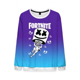 Мужской свитшот 3D с принтом FORTNITE MARSHMELLO в Ухте, 100% полиэстер с мягким внутренним слоем | круглый вырез горловины, мягкая резинка на манжетах и поясе, свободная посадка по фигуре | fnchap2 | fortnite | fortnite 2 | fortnite x | marshmello | ninja | ninja hyper streamer | ninja streamer | streamer | tyler blevins | маршмелло | ниндзя | фортнайт | фортнайт 2 | фортнайт глава 2
