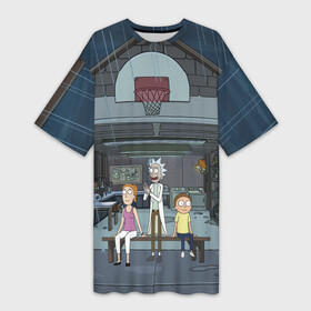 Платье-футболка 3D с принтом Рик, Саммер и Морти в Ухте,  |  | cn_1956501_019067 | morty | rik | riсk and morty | vdchukel | джерри | морти | мультсериал рик и морти | рик | саммер | семья рика | сериал рик и морти