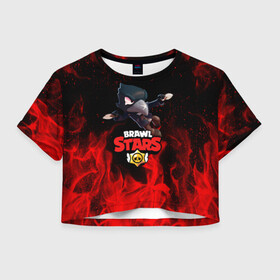 Женская футболка Crop-top 3D с принтом BRAWL STARS CROW | БРАВЛ СТАРС  в Ухте, 100% полиэстер | круглая горловина, длина футболки до линии талии, рукава с отворотами | brawl stars | bull | colt | crow | leon | stars | берли | бо | брок | ворон | джесси | динамайк | дэррил | кольт | леон | мортис | нита | пайпер | пенни | поко | пэм | рикошет | спайк | фрэнк | шелли | эль примо