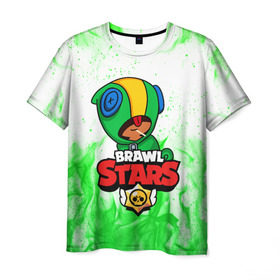 Мужская футболка 3D с принтом BRAWL STARS LEON в Ухте, 100% полиэфир | прямой крой, круглый вырез горловины, длина до линии бедер | brawl stars | bull | colt | crow | leon | stars | берли | бо | брок | ворон | джесси | динамайк | дэррил | кольт | леон | мортис | нита | пайпер | пенни | поко | пэм | рикошет | спайк | фрэнк | шелли | эль примо