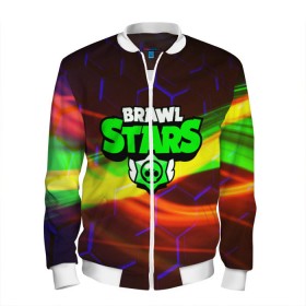 Мужской бомбер 3D с принтом BRAWL STARS в Ухте, 100% полиэстер | застегивается на молнию, по бокам два кармана без застежек, по низу бомбера и на воротнике - эластичная резинка | android | brawl stars | games | leon | mobile game | stars | игры | леон | мобильные игры