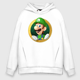 Мужское худи Oversize хлопок с принтом Luigis Mansion в Ухте, френч-терри — 70% хлопок, 30% полиэстер. Мягкий теплый начес внутри —100% хлопок | боковые карманы, эластичные манжеты и нижняя кромка, капюшон на магнитной кнопке | 