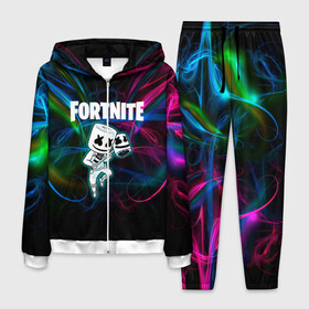 Мужской костюм 3D с принтом Fortnite x Marshmallow в Ухте, 100% полиэстер | Манжеты и пояс оформлены тканевой резинкой, двухслойный капюшон со шнурком для регулировки, карманы спереди | fortnite | marshmallow | игра | маршмеллоу | фортнайт