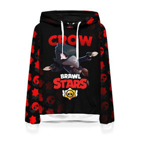 Женская толстовка 3D с принтом BRAWL STARS CROW в Ухте, 100% полиэстер  | двухслойный капюшон со шнурком для регулировки, мягкие манжеты на рукавах и по низу толстовки, спереди карман-кенгуру с мягким внутренним слоем. | brawl stars | bull | colt | crow | leon | stars | берли | бо | брок | ворон | джесси | динамайк | дэррил | кольт | леон | мортис | нита | пайпер | пенни | поко | пэм | рикошет | спайк | фрэнк | шелли | эль примо