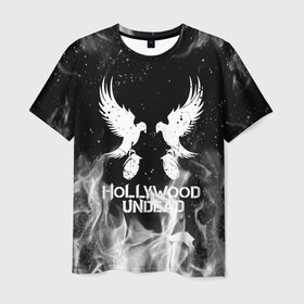 Мужская футболка 3D с принтом HOLLYWOOD UNDEAD в Ухте, 100% полиэфир | прямой крой, круглый вырез горловины, длина до линии бедер | deuce | hollywood undead | hu | j dog | shady jeff | голливуд | голливудская нежить | даниэль мурильо | джордан террелл | джордж артур рейган | дилан альварес | мэттью сент клер | нежить