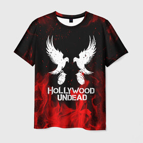 Мужская футболка 3D с принтом HOLLYWOOD UNDEAD в Ухте, 100% полиэфир | прямой крой, круглый вырез горловины, длина до линии бедер | deuce | hollywood undead | hu | j dog | shady jeff | голливуд | голливудская нежить | даниэль мурильо | джордан террелл | джордж артур рейган | дилан альварес | мэттью сент клер | нежить
