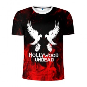 Мужская футболка 3D спортивная с принтом HOLLYWOOD UNDEAD в Ухте, 100% полиэстер с улучшенными характеристиками | приталенный силуэт, круглая горловина, широкие плечи, сужается к линии бедра | deuce | hollywood undead | hu | j dog | shady jeff | голливуд | голливудская нежить | даниэль мурильо | джордан террелл | джордж артур рейган | дилан альварес | мэттью сент клер | нежить