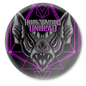 Значок Hollywood Undead: в Ухте,  металл | круглая форма, металлическая застежка в виде булавки | been | bloody nose | california | hell | lyrics | music | octone | official | psalms | records | rock | song | to | vevo | video | кранккор | метал | рэп рок | электроник