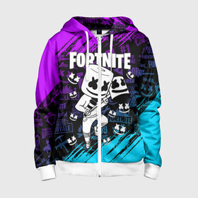 Детская толстовка 3D на молнии с принтом FORTNITE MARSHMELLO в Ухте, 100% полиэстер |  манжеты и пояс оформлены широкой мягкой резинкой, двухслойный капюшон со шнурком для регулировки, спереди карманы и застежка-молния
 | fnchap2 | fortnite | fortnite 2 | fortnite x | marshmello | ninja | ninja hyper streamer | ninja streamer | streamer | tyler blevins | маршмелло | ниндзя | фортнайт | фортнайт 2 | фортнайт глава 2