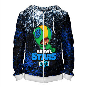 Мужская толстовка 3D на молнии с принтом BRAWL STARS LEON в Ухте, 100% полиэстер | длина до линии бедра, манжеты и пояс оформлены мягкой тканевой резинкой, двухслойный капюшон со шнурком для регулировки, спереди молния, по бокам два кармана | android | brawl stars | games | leon | mobile | stars | игры | леон | мобильные игры